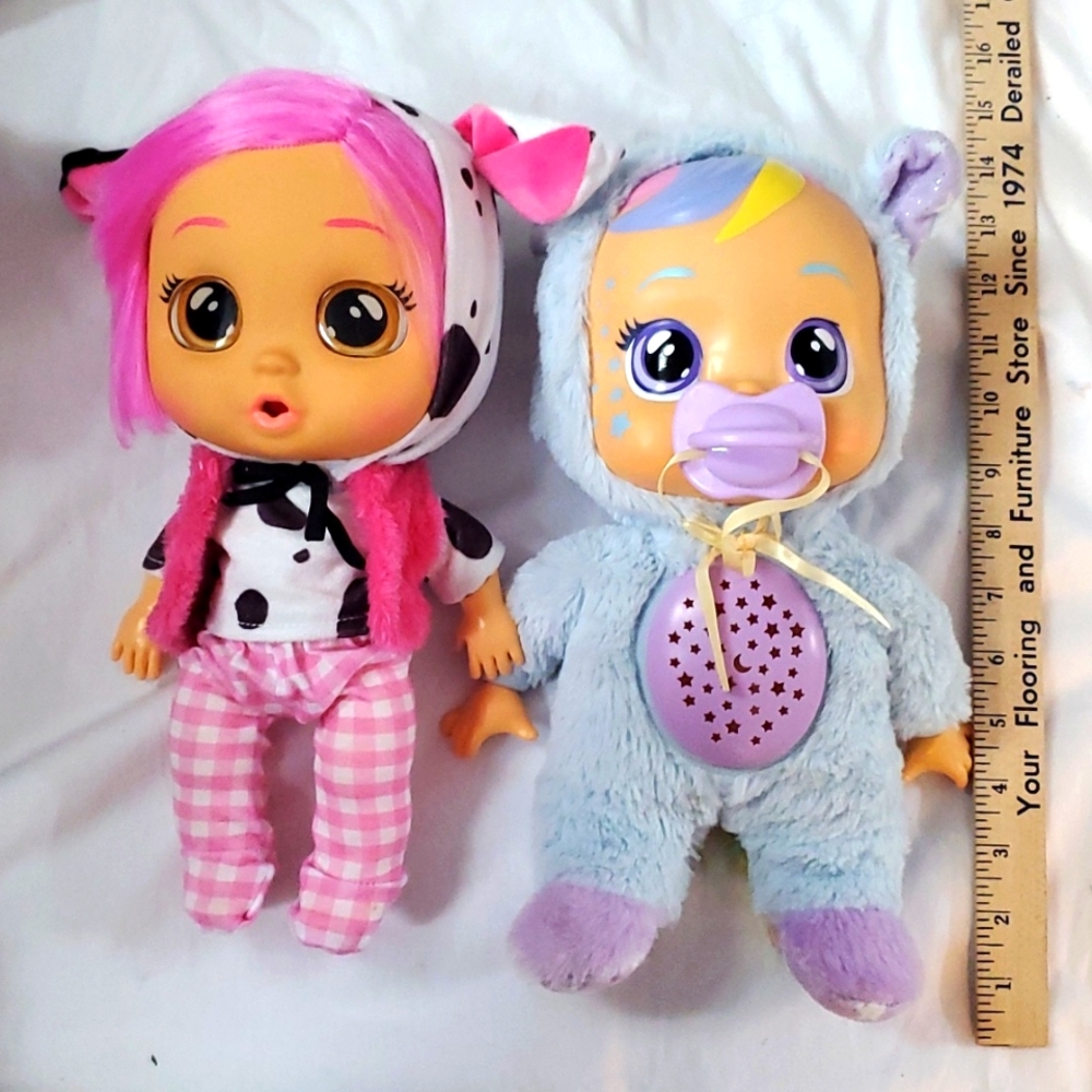 : 2 Cry Baby Doll cry babies dolls nightlight musical lullabies dressy dotty
